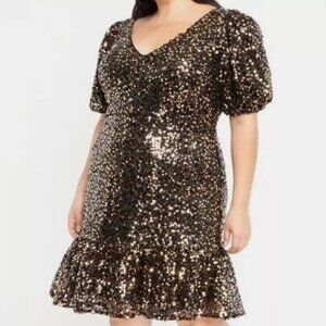 ELOQUII - Gold Sequin Mini Dress